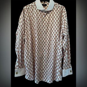 Steven Land 18 36/37 B/T Orange Geometric Men’s Shirt